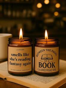 1 Scented Lavender Soy Wax Candle – Christmas And Birthday Gift For Book Lovers | Reading Accessory And Book-Themed Decoration | Original Gifts For Readers, Writers, Teachers, And Librarians | Funny Gifts For Bookworms, Women, And Men