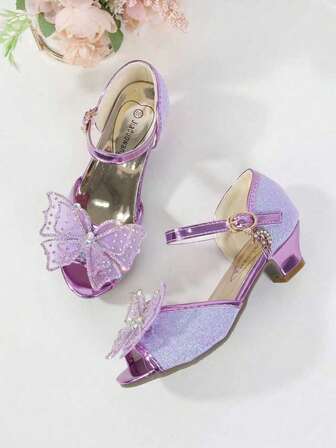Girls' High Heel Butterfly Princess Shoes, Summer Fashion