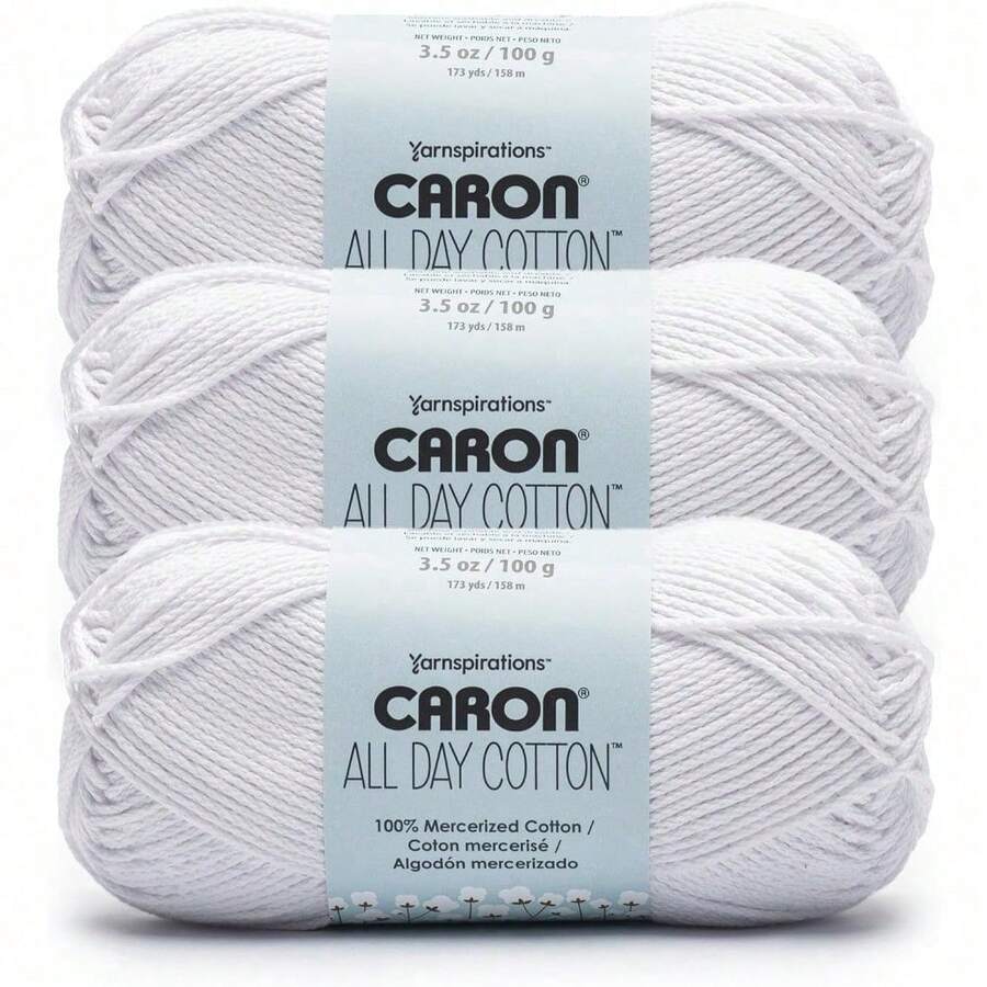 Premium Mercerized Cotton Yarn 3 Pack 173 Yards Each Soft Durable Knitting Crochet Thread Country Blue Color Quick-Dyeing Beginner Expert Use Scarves Blankets Home Decor Craft Projects - White Shirt - View 1