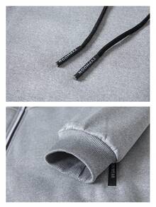 秋冬新款羊羔绒保暖连帽开衫外套 - 淺灰色 - 查看 5