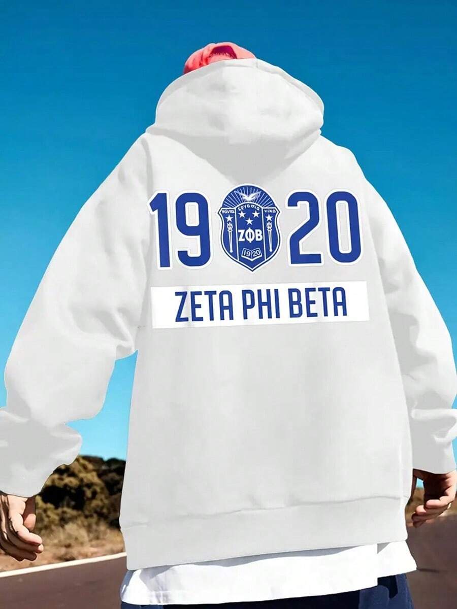 Sorority Men'S Hoodie - White With Navy Blue Greek Lettering, Long Sleeve Casual Streetwear Sweatshirt, Regular Fit For Formal Events, Casual Attire & Greek Life Apparel,Fall Hoodies,Men's Fall Clothes,Street Wear,Halloween,Mens Hoodies,Y2k Clothes,Jesus Hoodie,Thanksgiving Day,Nightmare Before Christmas,Christmas - White - View 1