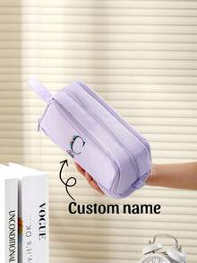 1 pieza Estuche de lápices personalizado - Nombre personalizado - Patrón de letra personalizado - Bolsa de lápices de gran capacidad y multicapa simple, duradera, útiles escolares para estudiantes - Regalo de cumpleaños, mejor regalo para niños, regalo para estudiantes - Multicolor - Ver 8