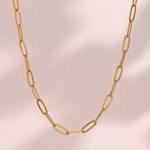 1pc Stainless Steel Waterproof & Fade-Resistant Figaro Chain Necklace, Suitable For Men And Women Daily Wear - Paper Clip Chain - View 7