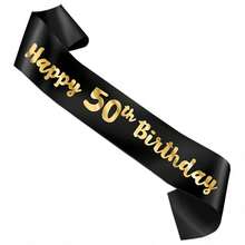 Perfect Birthday Gift - Sparkling Golden Foil Sash For Ages 16,18,21,30,40,50,60 - Party Decoration