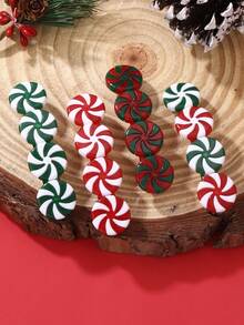 1pc/4pcs Women's Fashion Elegant Christmas Candy Decor Colorful Christmas Candy Pinwheel Lollipop Red White Green Black Red Hairclips, Suitable For Christmas Party Decoration And Wear, Hair Slide, Hair Barrettes