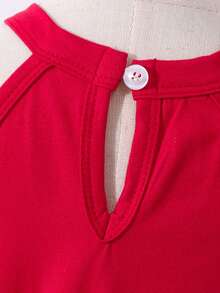 Girls' Elegant Solid Color Sequin Mesh Dress, Spring/Summer