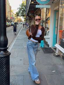 Cárdigan casual de cuello redondo de unicolor, estilo casual de influencer joven, HoloChill de Navidad, nueva llegada de otoño/invierno 2025, Año Nuevo