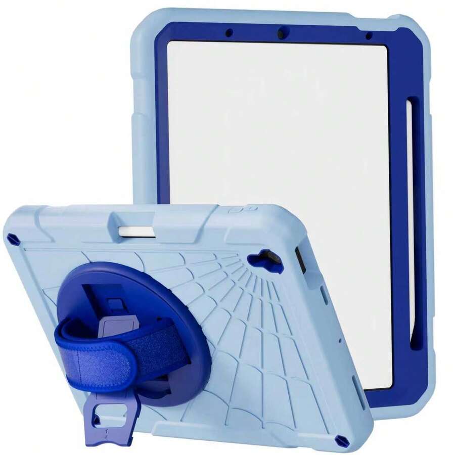 1pc Stock Case Compatible With IPad Air4/Air5 10.9 2020/2022 Shockproof Case With Pencil Holder [360° Rotating Hand Strap] &Stand, Ipad Air4/5 10.9inch 2020/2022 IPad Air 10.9-Inch 2020 IPad Air 4th (10.9-Inch) IPad Air 5th Gen 2022 Tablet Case - Green + Dark Blue (without Shoulder Strap) - View 1