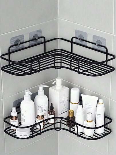 1 pieza Estantería de baño, Cesta de ducha, Estantería de almacenamiento triangular sin taladrar para baño y cocina, Estantería de almacenamiento de baño sin agujeros