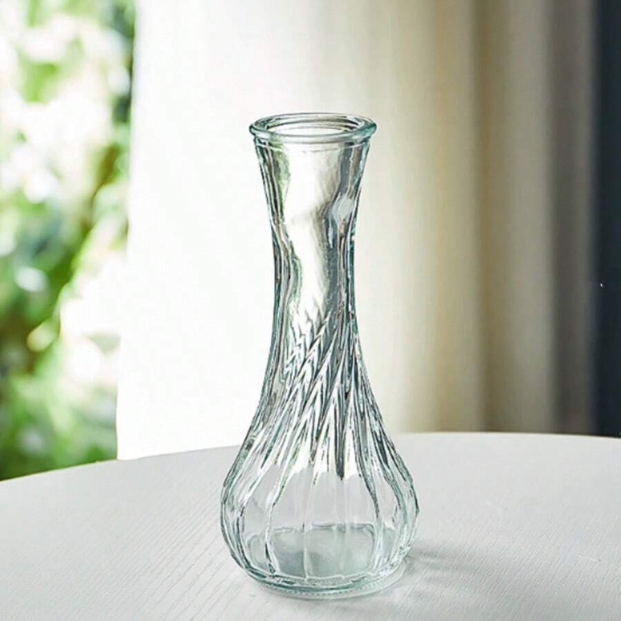 Mini Vaso de Vidro 15cm Design Espiral Decorativo Sala Casamento - Transparente - Visão 1