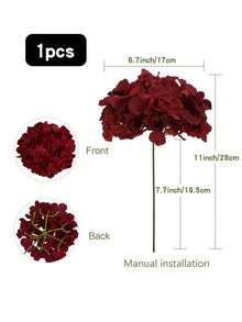 25Pcs Burgundy Red Hydrangea Flowers Artificial Flowers Heads Bouquet, Faux Hydrangea Flowers, Artificial Full Flowers Heads With Stems For Wedding Centerpieces, Home, Garden, Baby Shower, Party Supply, Garland Decor, Bridal Holding Bouquet Decor, DIY Wreath Xmas Tree Decorations, Thanksgiving Halloween Christmas Decor, Arch Background Decoration, DIY Flower Arrangements, For Women Girls Gift