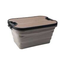 Caja plegable al aire libre, cesta de picnic, caja de almacenamiento, tapa de madera engrosada, caja de almacenamiento de vehículos de campamento multifuncional al aire libre - Marrón - Ver 4