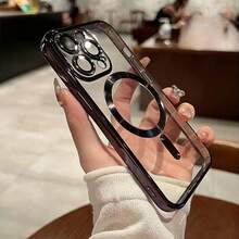 Magnetic Clear For IPhone 17 17 Air 17 Pro 17 Pro Max Case With Camera Lens Protector [Compatible With MagSafe] Luxury Plating Edge Slim Soft TPU Cover Protective Phone Case Compatible With IPhone 13 11 16 Pro Max 15 14 12 X XR XS 7 8 Plus 16e
