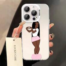 1pc More Than A Caring Girl With Dark Skin Compatible For Phone17/16/15/14/13/12/11/8/ 7ProMax/Pro/Plus/Xs Max/XS/X,For Compatible With Colored Simple  Fall Prevention Anti-Shock, Anti-Slip, Anti Drop, Camera Lens Protection, Silicone Anti Wear Phone Case - Silver - View 3