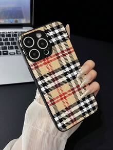 1件装黑色奢华复古格子PU皮革印花防震磨砂手机壳，创意时尚设计，男女皆宜，是送给朋友、家人、同事、情侣、学生、老师的绝佳礼物，适合生日、节日、春季、复活节等场合，兼容 13/16/15/14/13/12/11/Pro/ProMax/X/XR/XS/XSMAX/7/8/PLUS、Galaxy S25、S25 Ultra、S24 Ultra、S24、S23+、S23 Ultra等，周年纪念派对适用。 - 彩色 - 查看 2