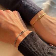 New Knotted Snake Bone Bracelet Love Knot Infinity Love Heart Couple Bracelet Romantic Chain - Bạc - Xem 1