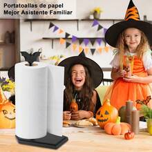 Portarrollos de Papel para Cocina en Acero Inoxidable - Soporte Estable con Base Pesada para Encimera - Dispensador de Toallas Fácil de Usar para Hogar, Baño y Decoración para Cocina (Negro) - Negro profundo - Ver 4