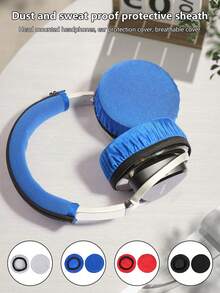 2pcs Stretchy Lycra Ear Cushion Covers, Washable Hygienic Earmuff Protectors - Multicolor - View 1