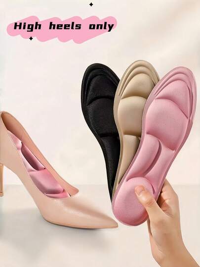 Upgraded 5D Women's Soft Memory Foam Insole, Very Suitable For High-Heeled Flat Shoes, Sweat Absorbing And Breathable, Washing And Replacing Insole, Long Standing But Not Tired Soft Soled Shock Absorption Insole, Soft And Comfortable Insole (Tailorable)
