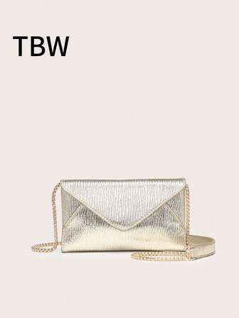 Bolso bandolera con solapa para mujer, de piel de PU con cadena de metal, bolso cuadrado con relieve, de moda y versátil, adecuado para salidas y compras