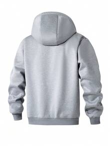 秋冬新款羊羔绒保暖连帽开衫外套 - 淺灰色 - 查看 3