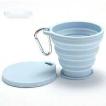 1 件可折叠硅胶杯，便携式户外旅行杯带盖，伸缩挂钩，礼物 - 彩色 - 查看 9