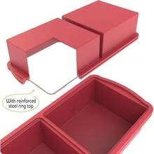 Silicone Freezer Trays With Lid, 1 - Cup Soup Freezer Container Large Cube Molds With Reinforced Steel Ring Top Freezing Soup Sauce Broth Leftovers Oven Dishwasher - Safe2 - Pack - 紅色-2杯 - 查看 3