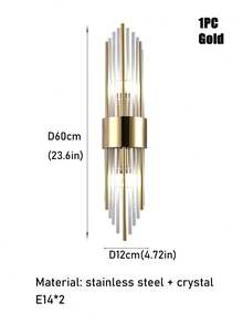 1-Piece/2 Pieces Modern Crystal Wall Sconce With Gold Tassels, Compatible With G9/E14 Bulbs. Features High-Clarity Crystal And Stainless Steel Body. Ideal For Living Rooms, Bedrooms, Bedside Interiors, Wall Decor, And Ambient Lighting.