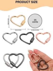 闪亮金属心形登山扣钥匙扣：饰品扣，装饰您的衣物和行李！登山夹，情人节旅行配件，帽子钥匙扣，多功能包包挂件。休闲斜挎包，逼真可爱，送给女孩、女士、女儿或朋友的礼物，钥匙扣，汽车配件，包包挂饰，旅行必备，假日旅行必备。 - 彩色 - 查看 6