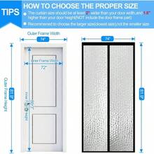 Magnetic Thermal Insulated Door Curtain, Waterproof EVA Door Cover, Fit Doors Size Up To 38x82Temperature Insulated Doorway Curtain Partition, Patio Self - Closing Doors Net Screen - Phù hợp với kích thước cửa 72"X80" - Xem 2