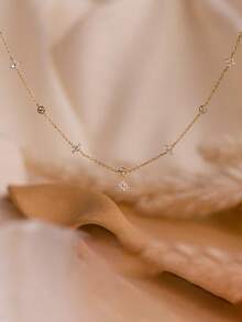 1pc Women's Fashionable Delicate Four-Leaf Clover Zirconia Stainless Steel Necklace, Suitable For Daily Wear, Parties, Gatherings, Mother's Day Gift - Four-leaf Clover Round Diamond Necklace - View 4