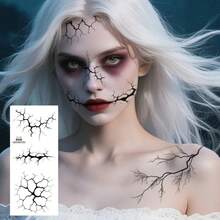 4-Pack Rocoart Lightning And Veins Temporary Tattoo Stickers - Waterproof Realistic Face And Body Paintings With Complex Lightning, Veins, And Spider Web Designs, Suitable For Halloween, Gothic Style, Bold Makeup - Long-Lasting Light Beige Stickers For Adults (Arm, Leg, Face) - Lightning Vein Tattoo Stickers 4 Pieces - View 4