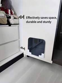 Estantería con báscula inteligente - Sin necesidad de taladrar, incluye adhesivo/accesorios de montaje, organizador moderno de baño y cocina con sensor de peso, de plástico resistente, diseño ahorra espacio con estante superior e inferior para papel higiénico, toallas, medicamentos - Ideal para baños pequeños