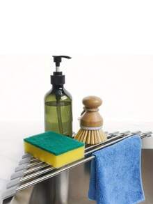 1 buc suport de depozitare triunghiular pliabil din oțel inoxidabil pentru chiuvetă mică de colț - Scurgere de bucătărie multifuncțională pentru chiuvetă, organizator antirugină, trepied și suport - economie de spațiu (negru/gri). Raft de depozitare pentru bucătărie. Depozitare și organizare în bucătărie, necesități casnice și zilnice, convenabil și practic.