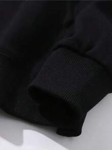 Men'S Cheers, Celebrating With A Stylish Print Round-Neck Long-Sleeve Sweatshirt, A Comfortable Regular-Fit Pullover, An Essential Top For Men In Autumn And Winter,Fall Hoodies,Men's Fall Clothes,Street Wear,Halloween,Mens Hoodies,Y2k Clothes,Jesus Hoodie,Thanksgiving Day,Nightmare Before Christmas,Christmas - 黑色 - 查看 4