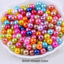 100/300/1000pcs ABS Faux Pearl Straight Hole Beads, Mixed Colors, 4/6/8/10mm, For Making Bracelets, Earrings, Necklaces DIY - Multicolor - View 7