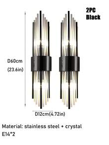 1-Piece/2 Pieces Modern Crystal Wall Sconce With Gold Tassels, Compatible With G9/E14 Bulbs. Features High-Clarity Crystal And Stainless Steel Body. Ideal For Living Rooms, Bedrooms, Bedside Interiors, Wall Decor, And Ambient Lighting.