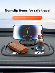 YITUMU Supporto per telefono auto con design carino a forma di gatto, rotazione a 360°, tappetino antiscivolo multifunzionale in silicone per cruscotto, accessorio universale per interni auto