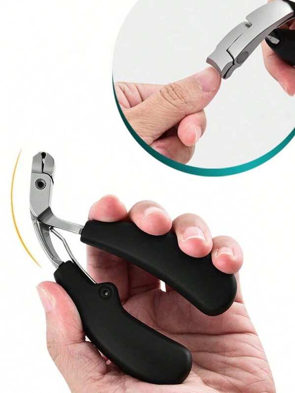1pc New Curved Tip Wide Opening Double-Edged Nail Clipper, Anti-Splash Nail Debris Collection, Nail Grooming Clipper
