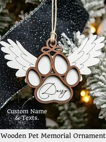 Personalisierter Namens-Haustier-Gedenkschmuck, Haustier-Gedenkgeschenk, Haustier-Beileidsgeschenk, personalisierter Hundeornament, Katzen-Weihnachtsornament, Hunde-Gedenkgeschenk, Pfoten-Erinnerungsornament für Haustierliebhaber, individueller Name, hölzerner Haustier-Gedenkornament, Weihnachtsgeschenkzubehör
