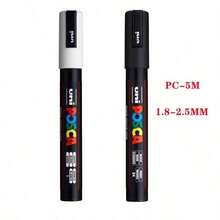 Marcador acrílico de combinación blanco y negro UNI para carteles POP, grafitis/anuncios, suministros de arte PC-1M, 3M, 5M