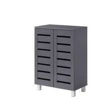 2 Door Shoe Storage Cabinet Dark Grey Wooden Rack Stand Cupboard 4 Tier Euston - Grey - View 8
