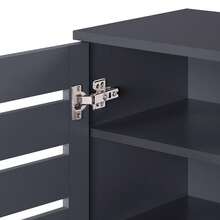 2 Door Shoe Storage Cabinet Dark Grey Wooden Rack Stand Cupboard 4 Tier Euston - Grey - View 4