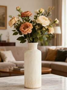 Vase en céramique blanche, décoration d'intérieur minimaliste et moderne, vase à herbes pour table à manger, étagère, porche et centre de table, style bois, vase/pot à fleurs de style bohème. Accessoires décoratifs minimalistes, décoration d'intérieur moderne pour salons et chambres à coucher, décoration centrale, cadeaux pour la fête des mères, cadeaux de remise des diplômes, décorations de mariage, vase en verre pour la décoration de la pièce