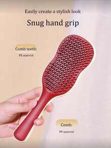 Brosse à cheveux à long manche en feuille de bananier - Pour démêler et lisser les cheveux longs, soins du cuir chevelu avec des dents arrondies, accessoires capillaires essentiels pour les voyages et les salons