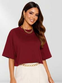 Oversized Women's Cropped - D00 - Maroon - View 1
