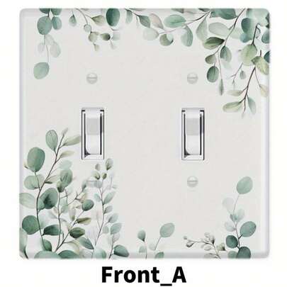 Sage Green Eucalyptus Picture Decorative Light Switch Cover For Socket Cover For Kitchen, Office, Bedroom, Living Room, Dining Room, Bathroom, Easy To Clean, Versatile, Affordable Wall Control Panel Accessories
