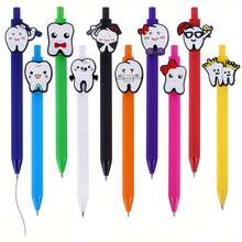 1/5/10/20pcs Retractable Ballpoint Pens - Medium Tip - Fun Dental And Nurse Designs - Durable Plastic Material - Adult Novelty Stationery, Birthday Party Favors, Office Supplies, Dental/Dentist/Dental Gifts, Funny Pens, School Supplies, Writing Pens, Ballpoint Pens, School Pens - 彩色 - 查看 5