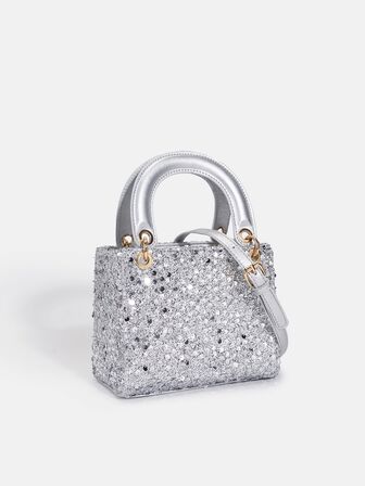 1pc Women's New Fashion Sequin Elegant Handbag, High-End Shoulder Crossbody Bag With Adjustable Strap, Suitable For Daily, Party, Travel, Ideal Gift