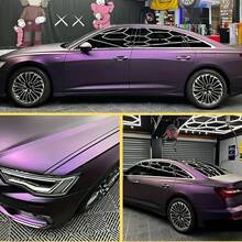 1 لفة من فيلم تغيير لون السيارة بمقاس 50 سم * 3 متر، فيلم تغيير لون الدراجة النارية فائق السواد ذو اللون البنفسجي المتغير، فيلم حماية حديث للسيارة